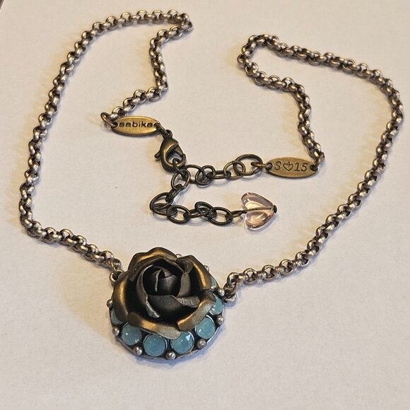 Sabika Genuine Rose Necklace Pacific Opal Swarovski Crystal - Picture 3 of 8